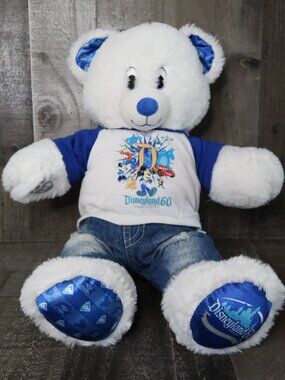 Build a Bear Disneyland Diamond Celebration 60th White Blue Teddy Plush Shirt
